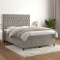 vidaXL Cama box spring con colchón terciopelo gris claro 140x190 cm vidaXL Cama box spring con colchón terciopelo gris claro 140x190 cm