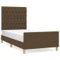vidaXL Estructura de cama con cabecero de tela marrón oscuro 90x190 cm