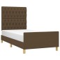 vidaXL Estructura de cama con cabecero de tela marrón oscuro 90x190 cm