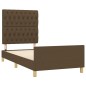 vidaXL Estructura de cama con cabecero de tela marrón oscuro 90x190 cm