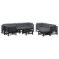 vidaXL Juego de muebles jardín 10 pzas y cojines madera maciza negro vidaXL Juego de muebles jardín 10 pzas y cojines madera maciza negro