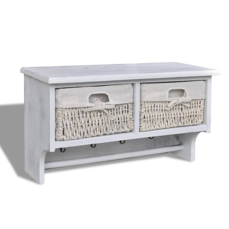vidaXL Estante de pared de madera de Paulownia blanco 60x23,5x33 cm vidaXL Estante de pared de madera de Paulownia blanco 60x23,5x33 cm