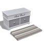 Banco baúl de madera y cojin gris, con cajones Banco baúl de madera y cojin gris, con cajones