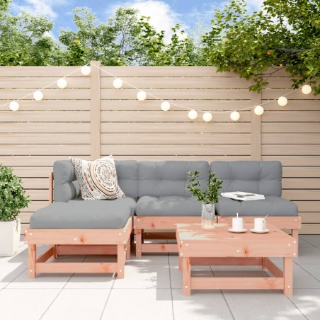 vidaXL Juego de muebles jardín 5 pzas y cojines madera abeto Douglas