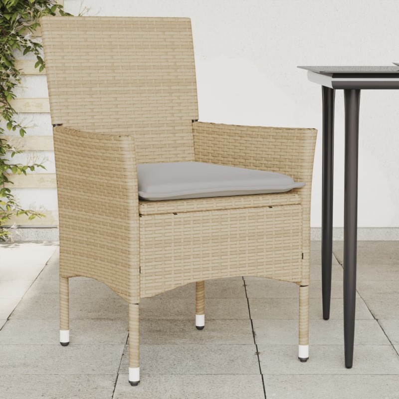 vidaXL Sillones de jardín con cojines 2 uds ratán sintético beige vidaXL Sillones de jardín con cojines 2 uds ratán sintético beige