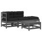 vidaXL Juego de muebles de jardín 4 pzas y cojines madera maciza gris vidaXL Juego de muebles de jardín 4 pzas y cojines madera maciza gris