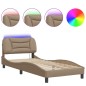 vidaXL Estructura de cama con LED cuero sintético capuchino 80x200 cm vidaXL Estructura de cama con LED cuero sintético capuchino 80x200 cm