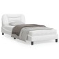 vidaXL Estructura cama con luces LED cuero sintético blanco 90x200 cm vidaXL Estructura cama con luces LED cuero sintético blanco 90x200 cm
