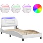 vidaXL Estructura cama con luces LED cuero sintético blanco 90x200 cm vidaXL Estructura cama con luces LED cuero sintético blanco 90x200 cm