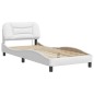 vidaXL Estructura cama con luces LED cuero sintético blanco 90x200 cm vidaXL Estructura cama con luces LED cuero sintético blanco 90x200 cm