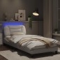 vidaXL Estructura cama con luces LED cuero sintético blanco 90x200 cm vidaXL Estructura cama con luces LED cuero sintético blanco 90x200 cm