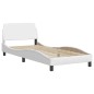 vidaXL Estructura cama con luces LED cuero sintético blanco 90x200 cm vidaXL Estructura cama con luces LED cuero sintético blanco 90x200 cm