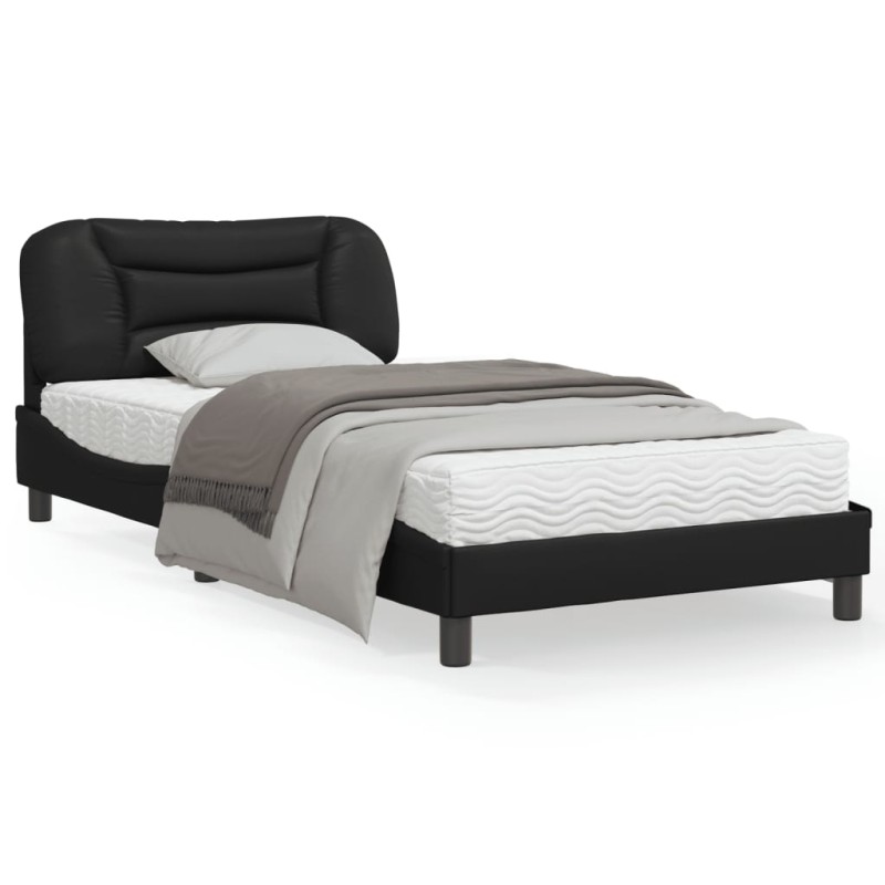 vidaXL Estructura cama con luces LED cuero sintético negro 100x200 cm vidaXL Estructura cama con luces LED cuero sintético negro 100x200 cm