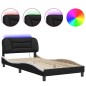 vidaXL Estructura cama con LED cuero sintético negro blanco 100x200 cm vidaXL Estructura cama con LED cuero sintético negro blanco 100x200 cm