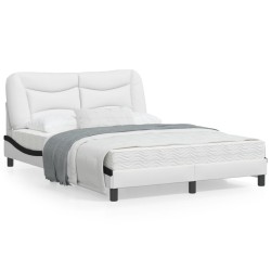 vidaXL Estructura cama con LED cuero sintético blanco negro 120x200 cm
