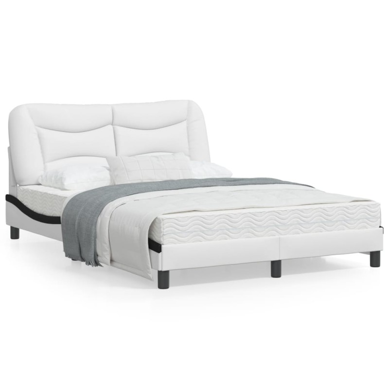 vidaXL Estructura cama con LED cuero sintético blanco negro 120x200 cm