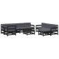 vidaXL Juego de muebles jardín 10 pzas y cojines madera maciza negro vidaXL Juego de muebles jardín 10 pzas y cojines madera maciza negro