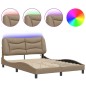 vidaXL Estructura de cama con LED cuero sintético capuchino 120x200 cm vidaXL Estructura de cama con LED cuero sintético capuchino 120x200 cm