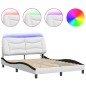 vidaXL Estructura cama con LED cuero sintético blanco negro 120x200 cm