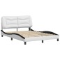 vidaXL Estructura cama con LED cuero sintético blanco negro 120x200 cm
