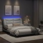 vidaXL Estructura cama con LED cuero sintético blanco negro 120x200 cm