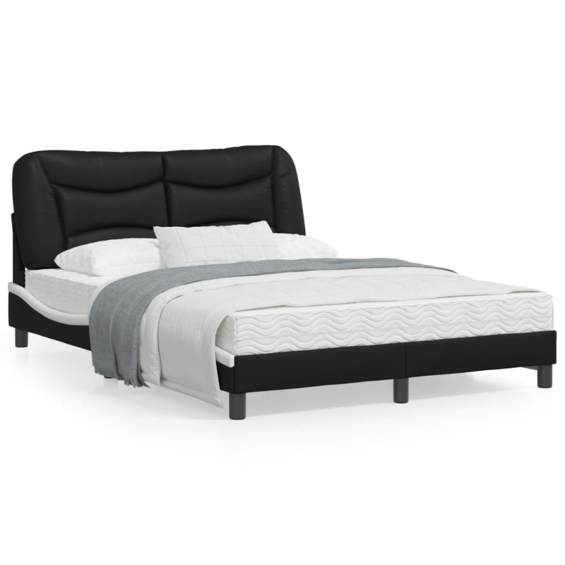 vidaXL Estructura de cama luces LED cuero PE negro y blanco 140x190 cm vidaXL Estructura de cama luces LED cuero PE negro y blanco 140x190 cm