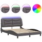 vidaXL Estructura cama con luces LED cuero sintético gris 140x190 cm vidaXL Estructura cama con luces LED cuero sintético gris 140x190 cm