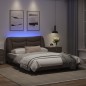 vidaXL Estructura cama con luces LED cuero sintético gris 140x190 cm vidaXL Estructura cama con luces LED cuero sintético gris 140x190 cm