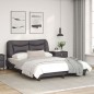 vidaXL Estructura cama con luces LED cuero sintético gris 140x190 cm vidaXL Estructura cama con luces LED cuero sintético gris 140x190 cm