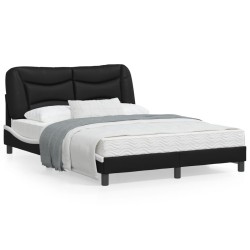 vidaXL Estructura cama con LED cuero sintético negro blanco 140x200 cm