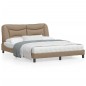 vidaXL Estructura de cama con luces LED cuero PE capuchino 160x200 cm vidaXL Estructura de cama con luces LED cuero PE capuchino 160x200 cm