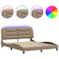 vidaXL Estructura de cama con luces LED cuero PE capuchino 160x200 cm vidaXL Estructura de cama con luces LED cuero PE capuchino 160x200 cm