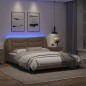 vidaXL Estructura de cama con luces LED cuero PE capuchino 160x200 cm vidaXL Estructura de cama con luces LED cuero PE capuchino 160x200 cm