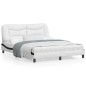 vidaXL Estructura de cama con luz LED cuero PE blanco negro 160x200 cm vidaXL Estructura de cama con luz LED cuero PE blanco negro 160x200 cm