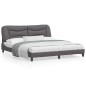 vidaXL Estructura de cama con luz LED cuero sintético gris 180x200 cm