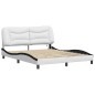 vidaXL Estructura de cama con luz LED cuero PE blanco negro 160x200 cm vidaXL Estructura de cama con luz LED cuero PE blanco negro 160x200 cm