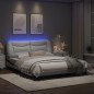 vidaXL Estructura de cama con luz LED cuero PE blanco negro 160x200 cm vidaXL Estructura de cama con luz LED cuero PE blanco negro 160x200 cm