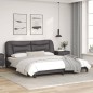 vidaXL Estructura de cama con luz LED cuero sintético gris 180x200 cm