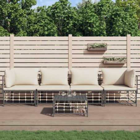 vidaXL Juego de muebles de jardín 5 pzas y cojines ratán PE antracita