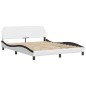 vidaXL Estructura de cama con luz LED cuero PE blanco negro 160x200 cm vidaXL Estructura de cama con luz LED cuero PE blanco negro 160x200 cm