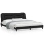 vidaXL Estructura de cama con luz LED cuero PE negro blanco 180x200 cm