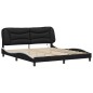 vidaXL Estructura de cama con luz LED cuero PE negro blanco 180x200 cm