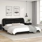 vidaXL Estructura de cama con luz LED cuero PE negro blanco 180x200 cm