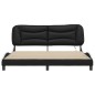 vidaXL Estructura de cama con luz LED cuero PE negro blanco 180x200 cm