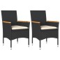 vidaXL Sillones de jardín con cojines 2 uds ratán sintético negro vidaXL Sillones de jardín con cojines 2 uds ratán sintético negro