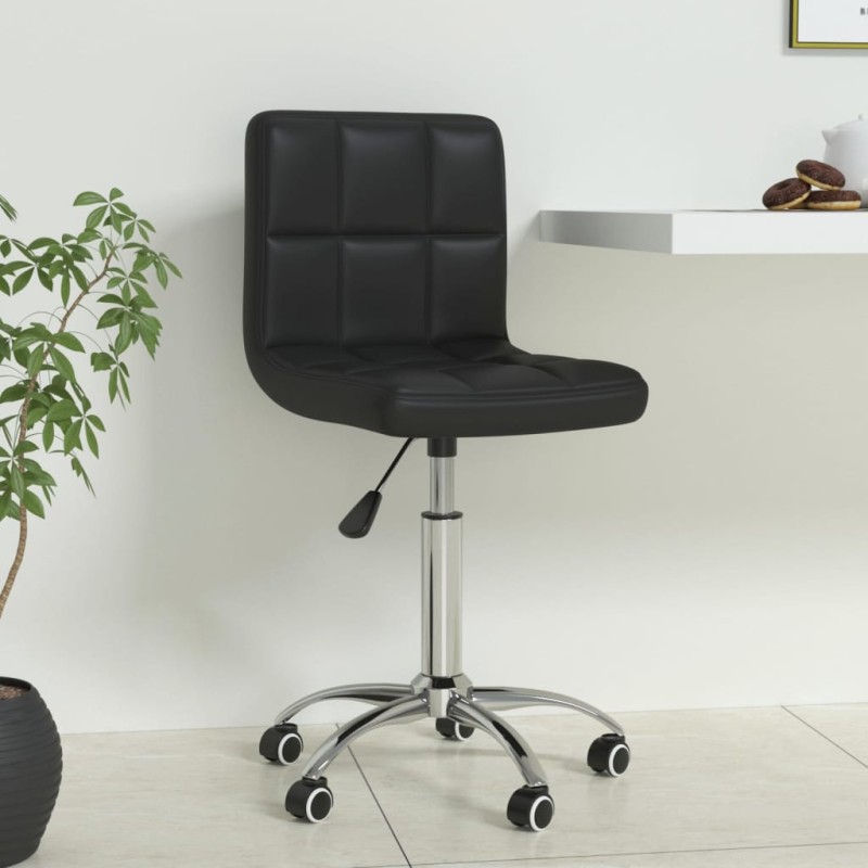 vidaXL Silla de oficina giratoria de cuero sintético negro vidaXL Silla de oficina giratoria de cuero sintético negro