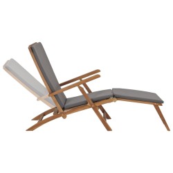 vidaXL Tumbona con cojín gris oscuro madera maciza de teca