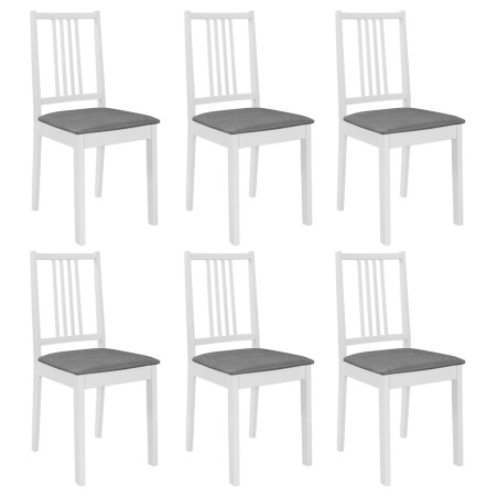 vidaXL Sillas de comedor con cojines 6 unidades madera maciza blanca 