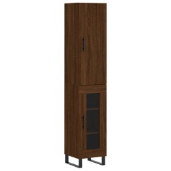 vidaXL Aparador alto madera contrachapada roble marrón 34,5x34x180 cm