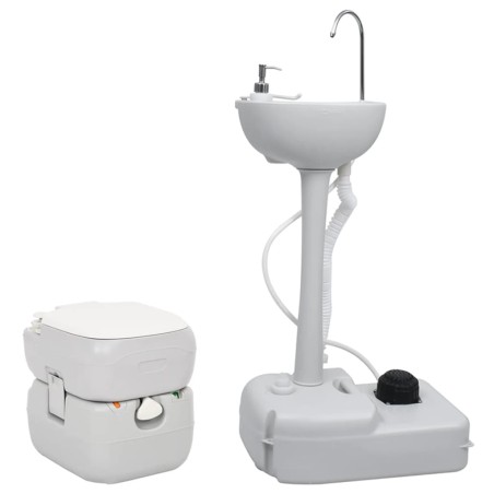 vidaXL Juego de inodoro con lavabo portátil para camping